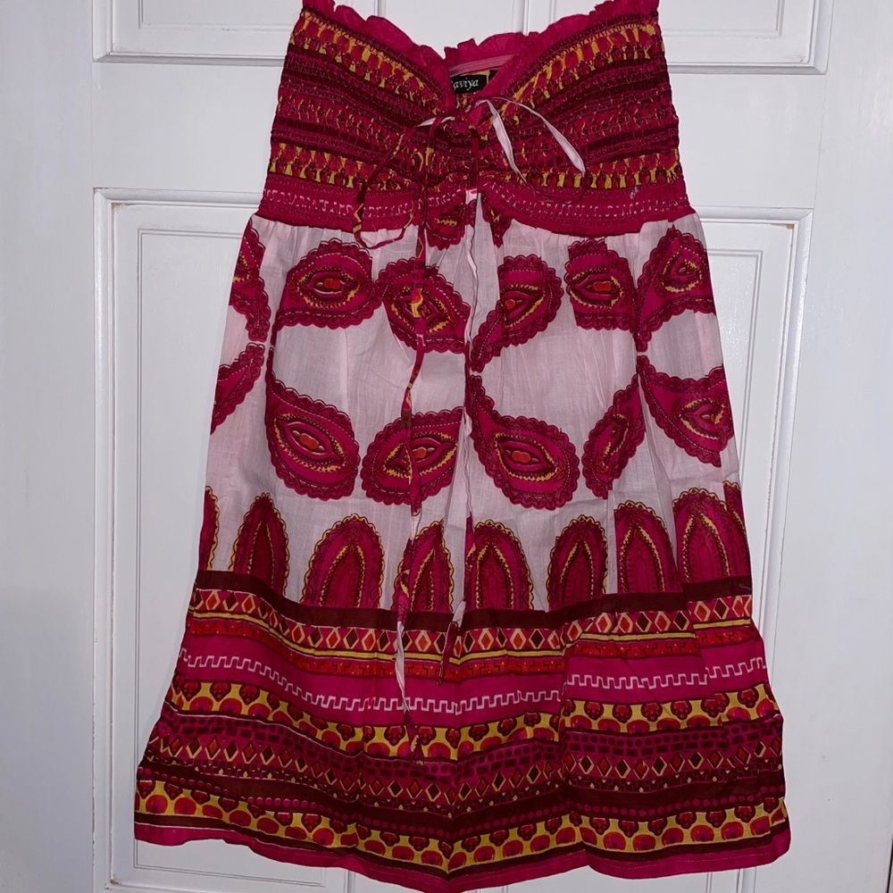 Long Paisley Print Strapless Top